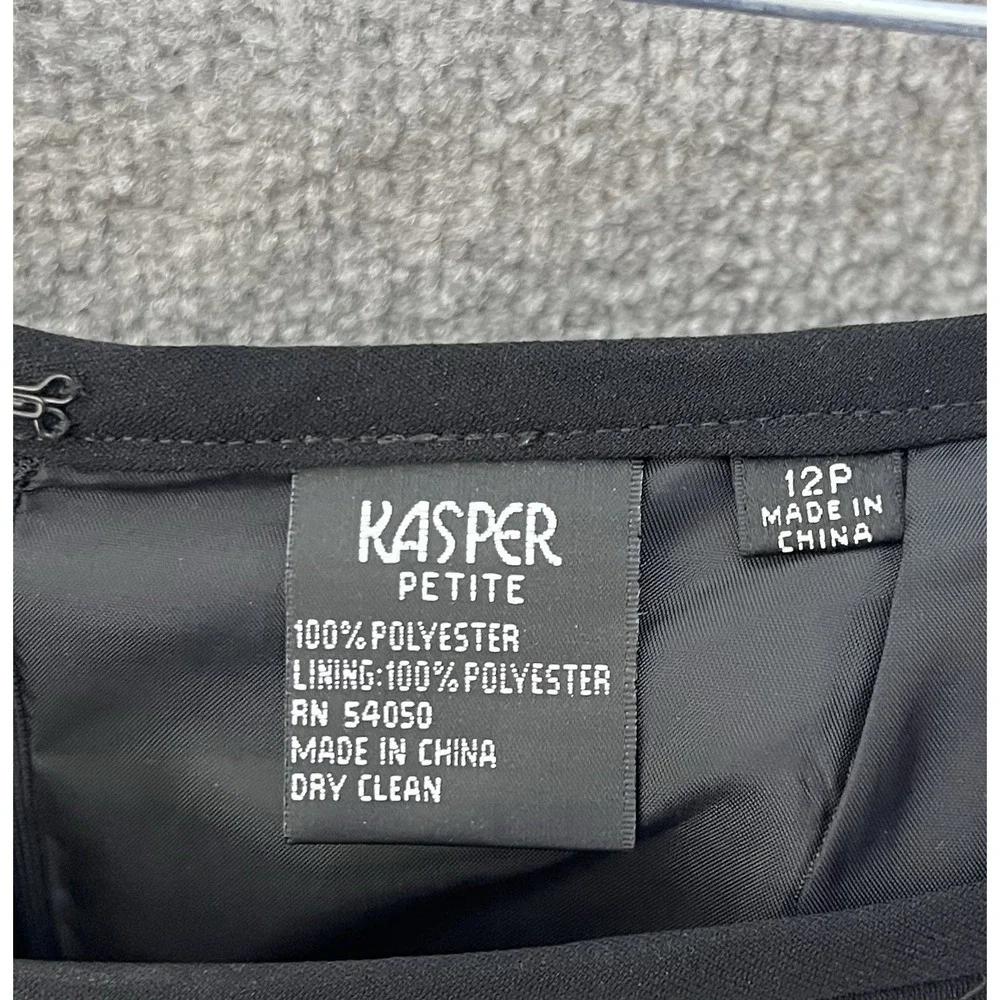 Kasper Petite Straight Midi Skirt Womens Size 12P Black Tiered Ruffle Hem Lined